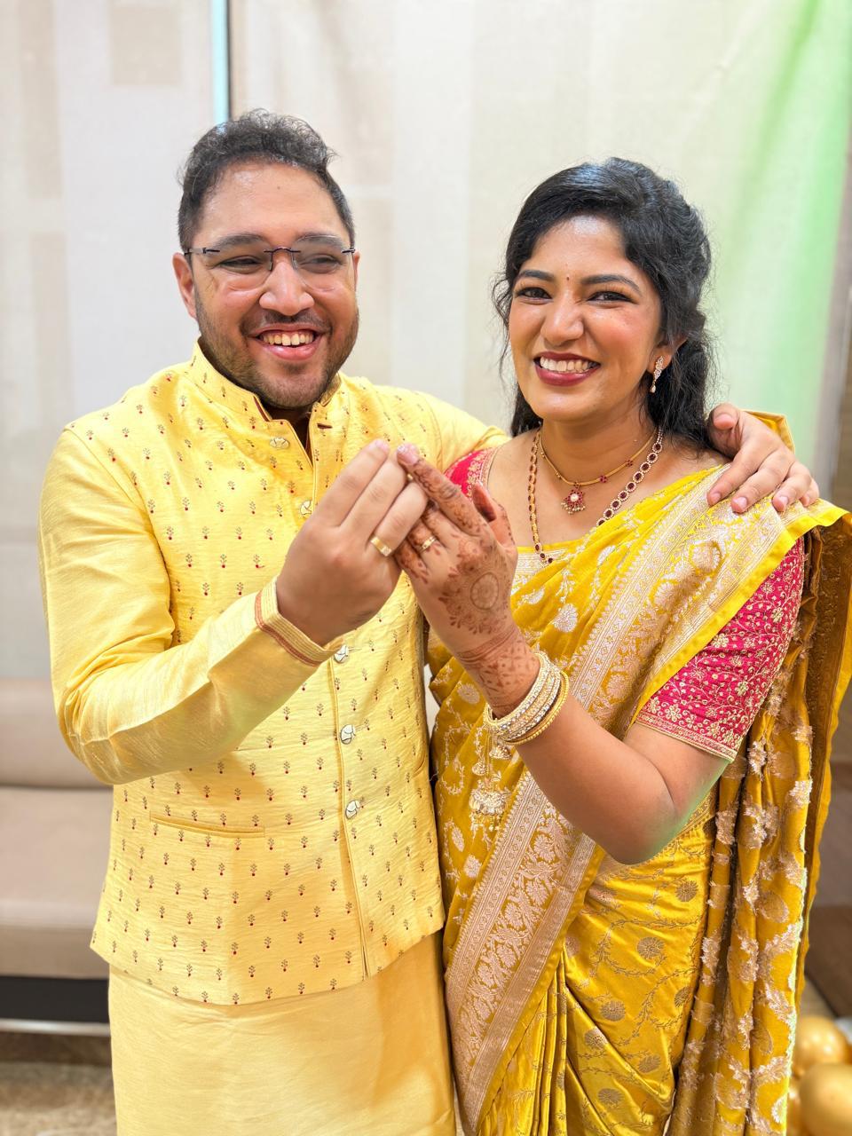 Bhagyashree celebrating with her partner